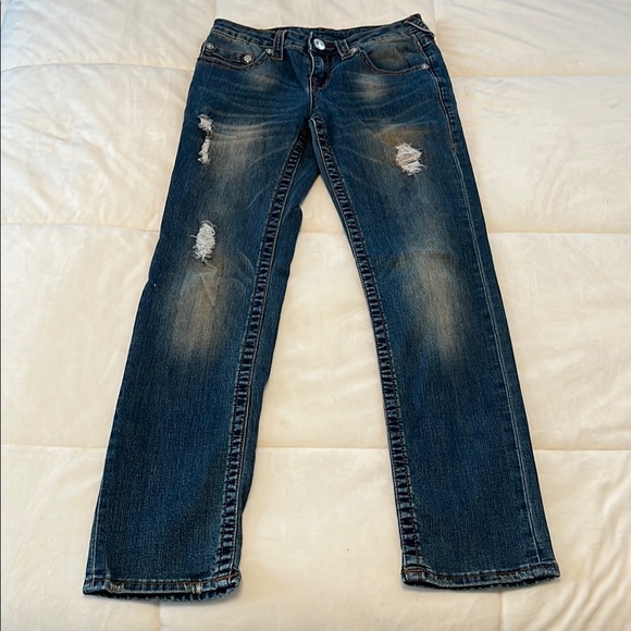 True Religion Blue Jeans with Distressing and Fading - Picture 1 of 5